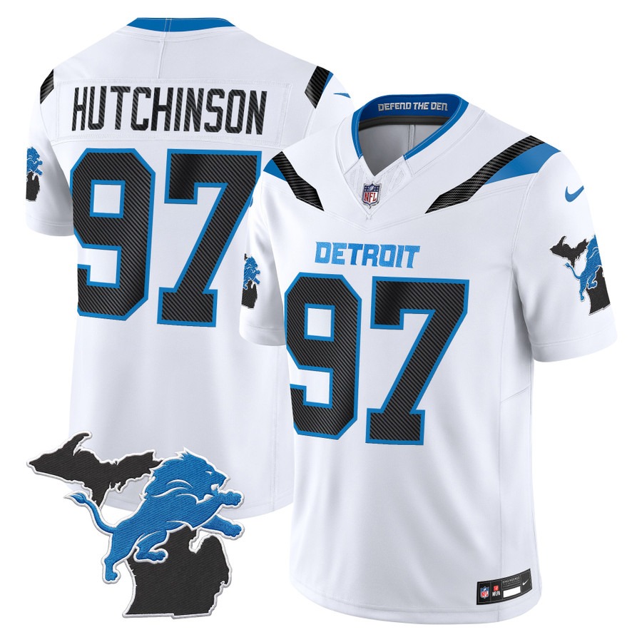 Men & Women & Youth Detroit Lions #97 Aidan Hutchinson White 2026 Rivalries Vapor Limited Jersey - Michigan Patch - All Stitched