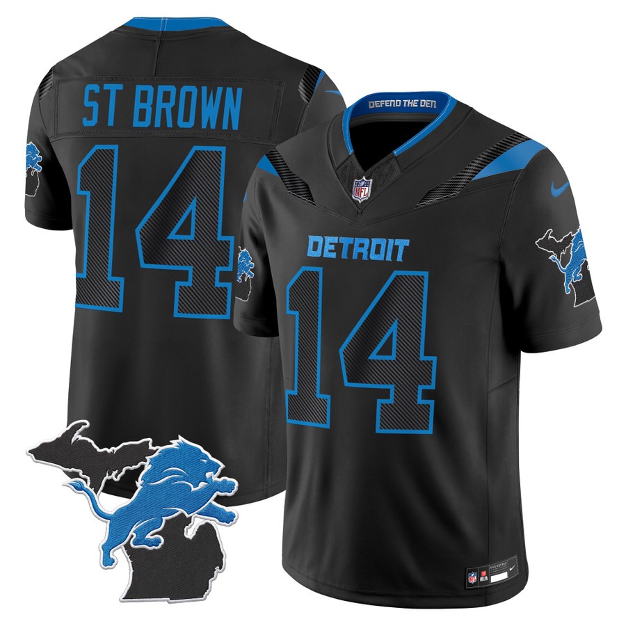 Men & Women & Youth Detroit Lions #14 Amon-Ra St. Brown Black 2026 Rivalries Vapor Limited Jersey - Michigan Patch - All Stitched