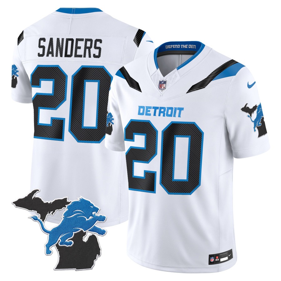 Men & Women & Youth Detroit Lions #20 Barry Sanders White 2026 Rivalries Vapor Limited Jersey - Michigan Patch - All Stitched