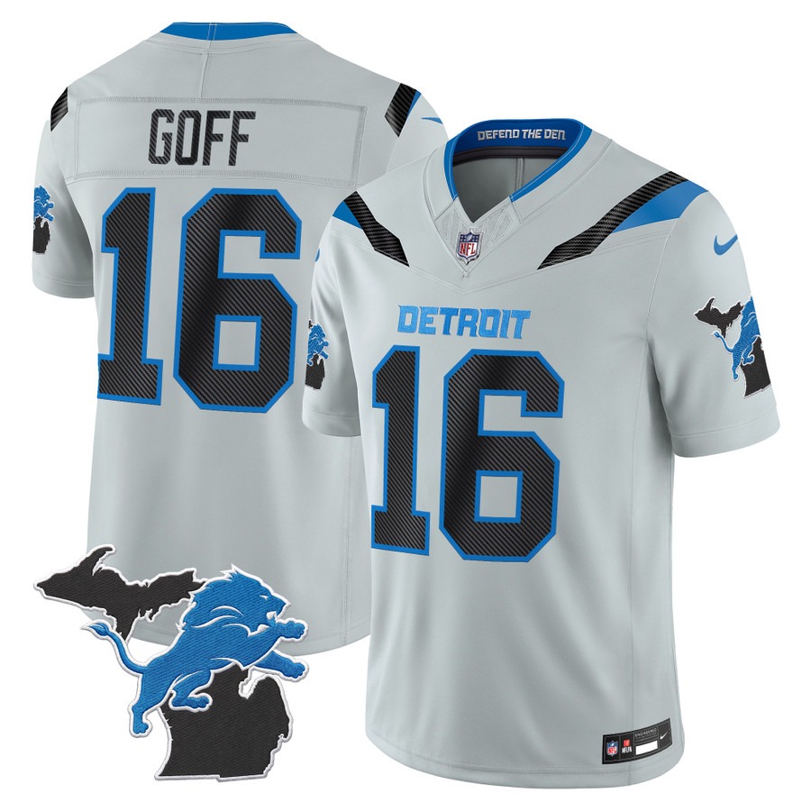 Men & Women & Youth Detroit Lions #16 Jared Goff Grey 2026 Rivalries Vapor Limited Jersey - Michigan Patch - All Stitched