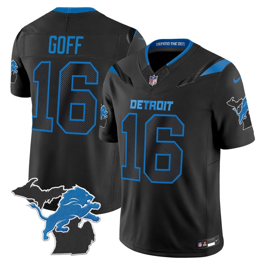 Men & Women & Youth Detroit Lions #16 Jared Goff Black 2026 Rivalries Vapor Limited Jersey - Michigan Patch - All Stitched