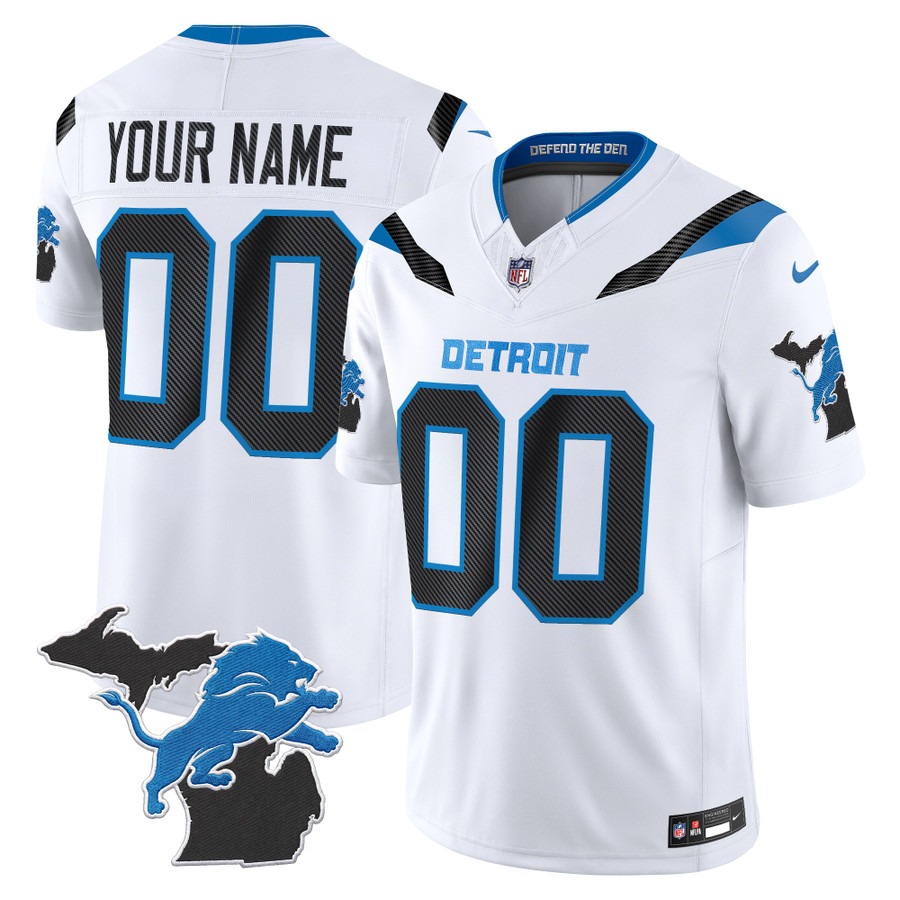 Men & Women & Youth Detroit Lions Custom White 2026 Rivalries Vapor Limited Jersey - Michigan Patch - All Stitched