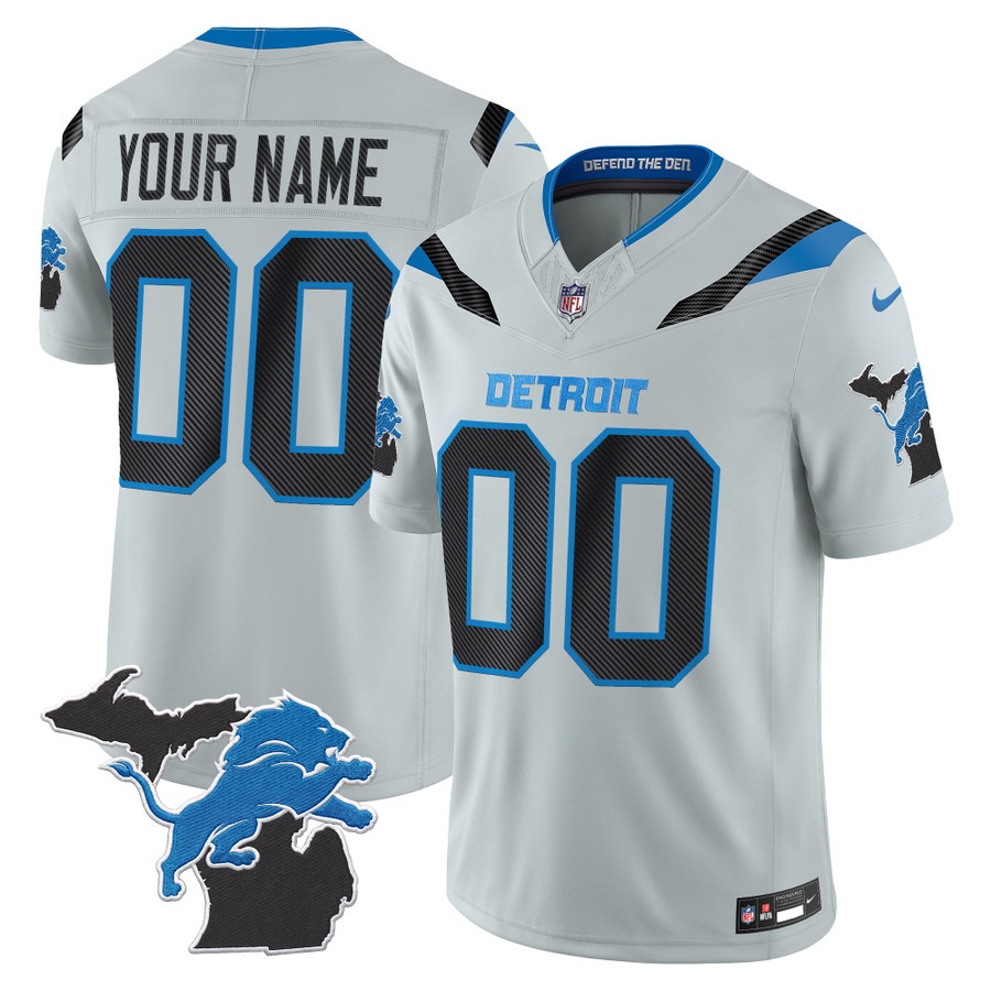 Men & Women & Youth Detroit Lions Custom Grey 2026 Rivalries Vapor Limited Jersey - Michigan Patch - All Stitched