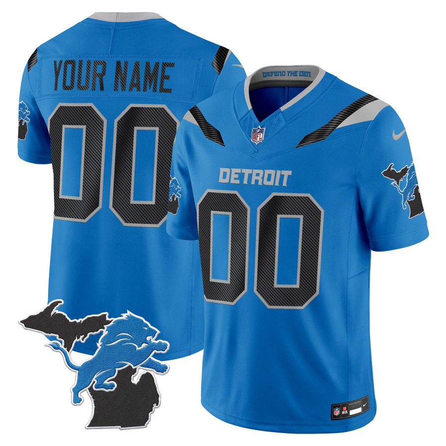 Men & Women & Youth Detroit Lions Custom Blue 2026 Rivalries Vapor Limited Jersey - Michigan Patch - All Stitched