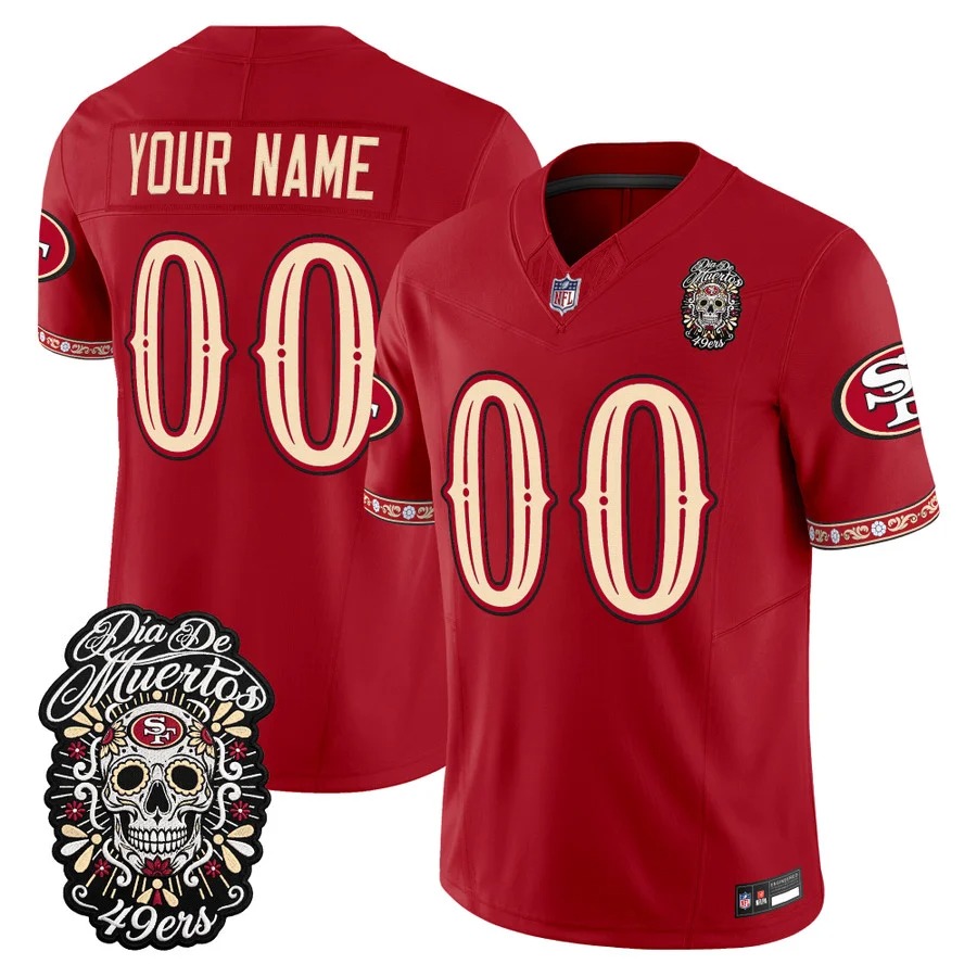 Men & Women & Youth San Francisco 49ers Custom Scarlet Dia de los Muertos Vapor Limited Jersey - All Stitched