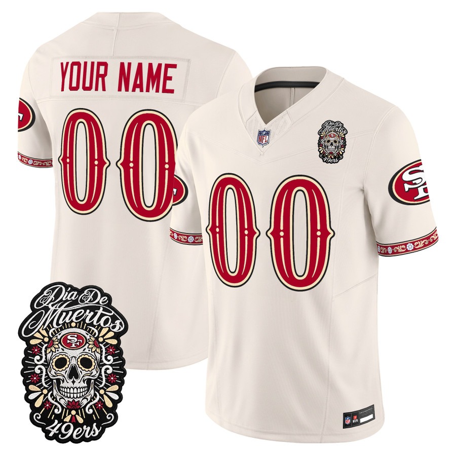Men & Women & Youth San Francisco 49ers Custom Bone Dia de los Muertos Vapor Limited Jersey - All Stitched