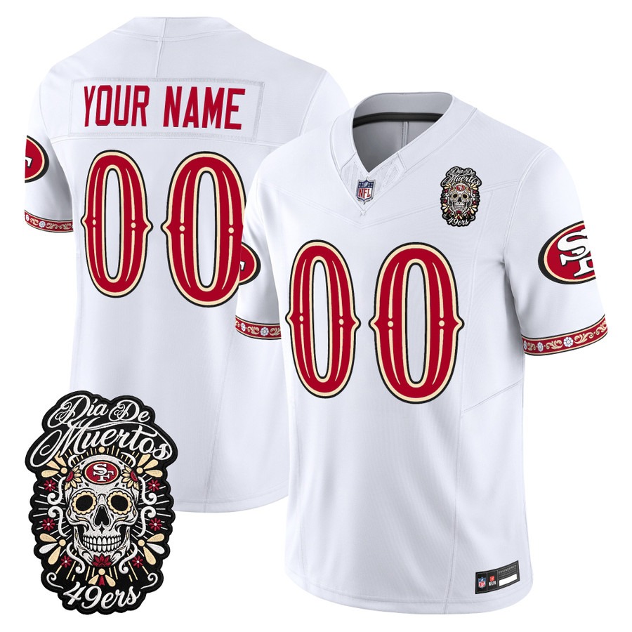 Men & Women & Youth San Francisco 49ers Custom White Dia de los Muertos Vapor Limited Jersey - All Stitched