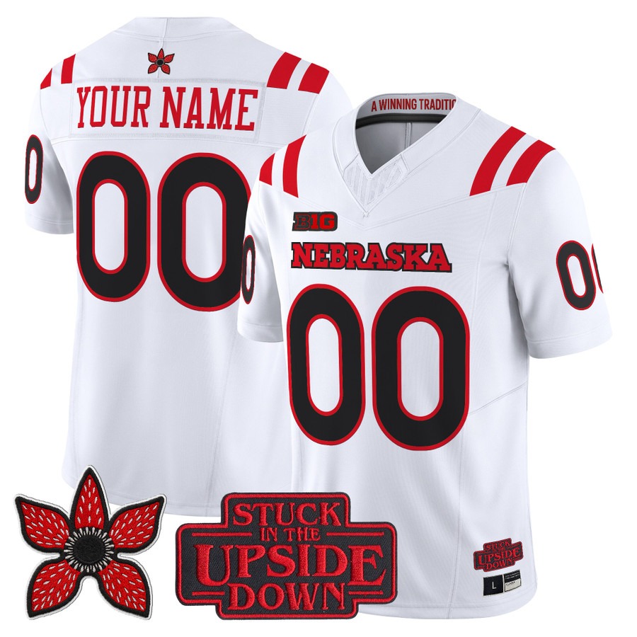 Men & Women & Youth Nebraska Cornhuskers Custom White Stranger Things Edition Vapor Limited Jersey V2 - All Stitched