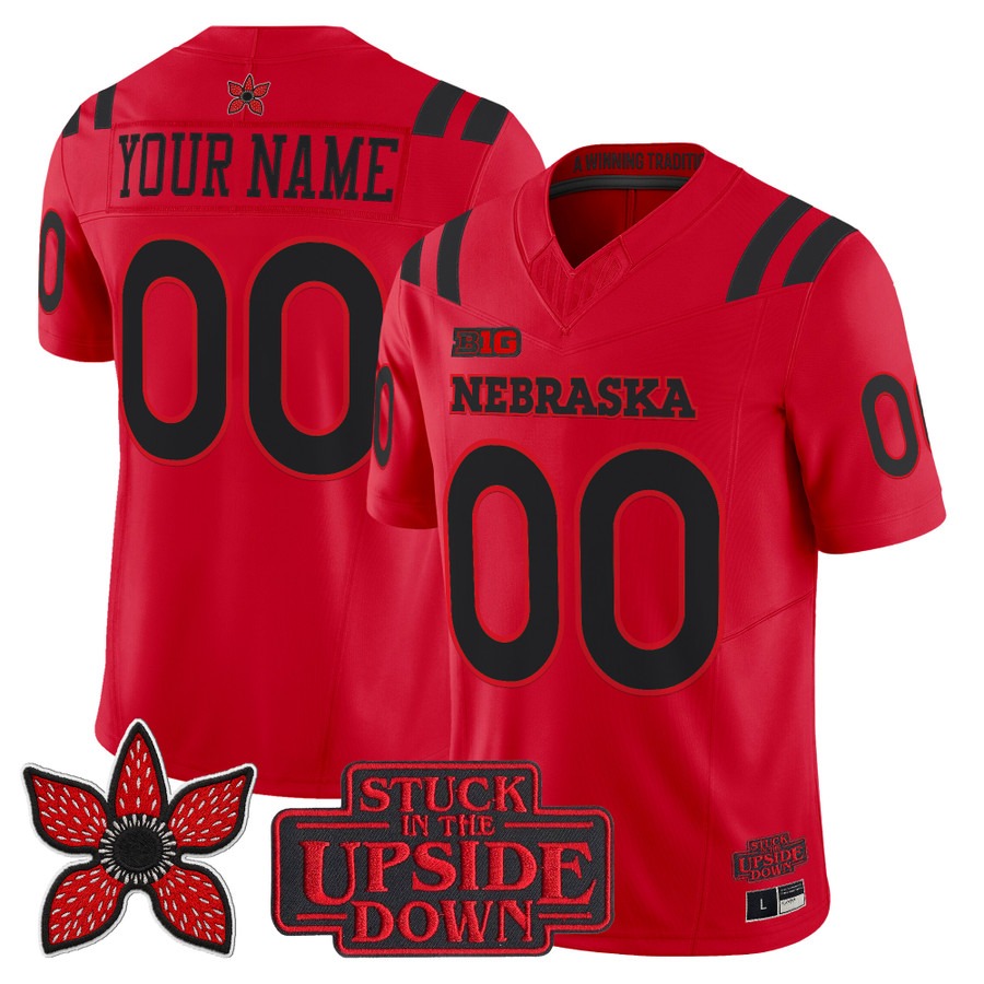 Men & Women & Youth Nebraska Cornhuskers Custom Red Stranger Things Edition Vapor Limited Jersey V2 - All Stitched