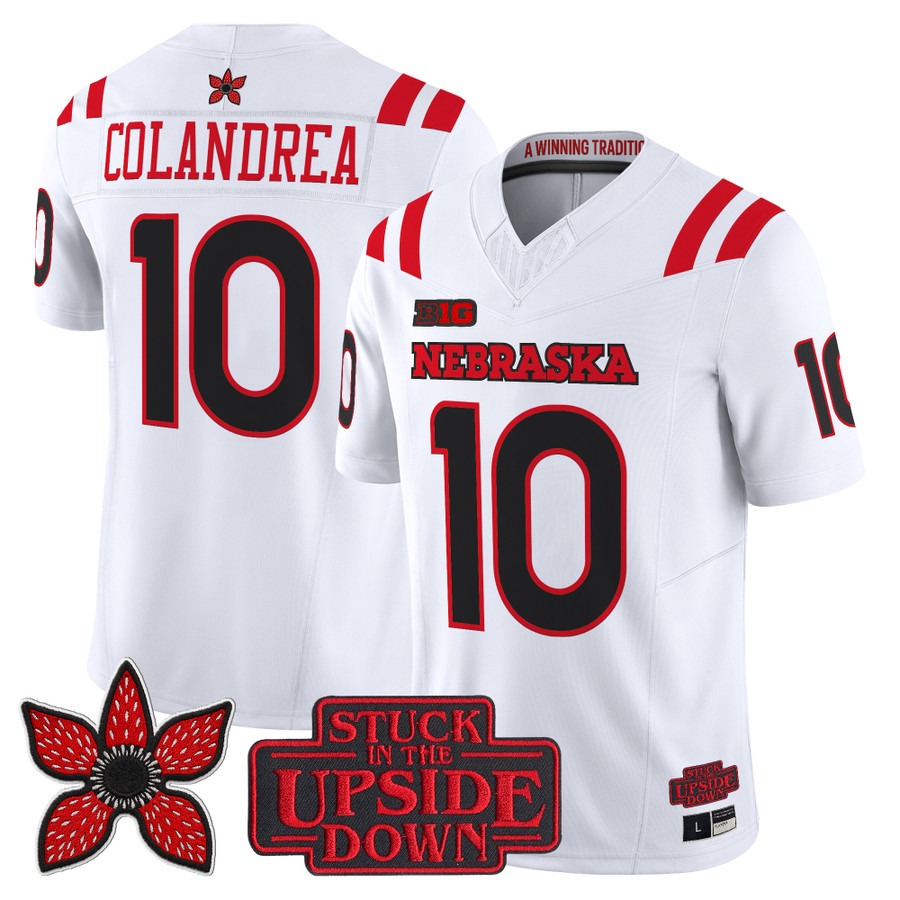 Men & Women & Youth Nebraska Cornhuskers #10 Anthony Colandrea White Stranger Things Edition Vapor Limited Jersey V2 - All Stitched