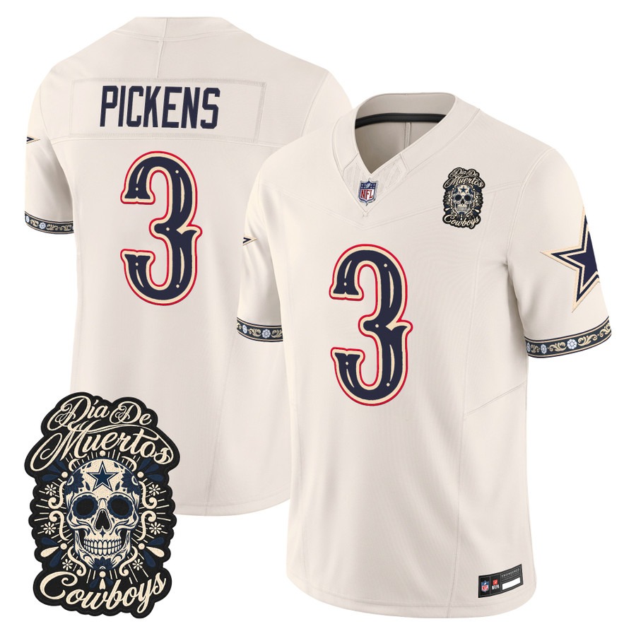 Men & Women & Youth Dallas Cowboys #3 George Pickens Bone Dia de los Muertos Vapor Limited Jersey - All Stitched