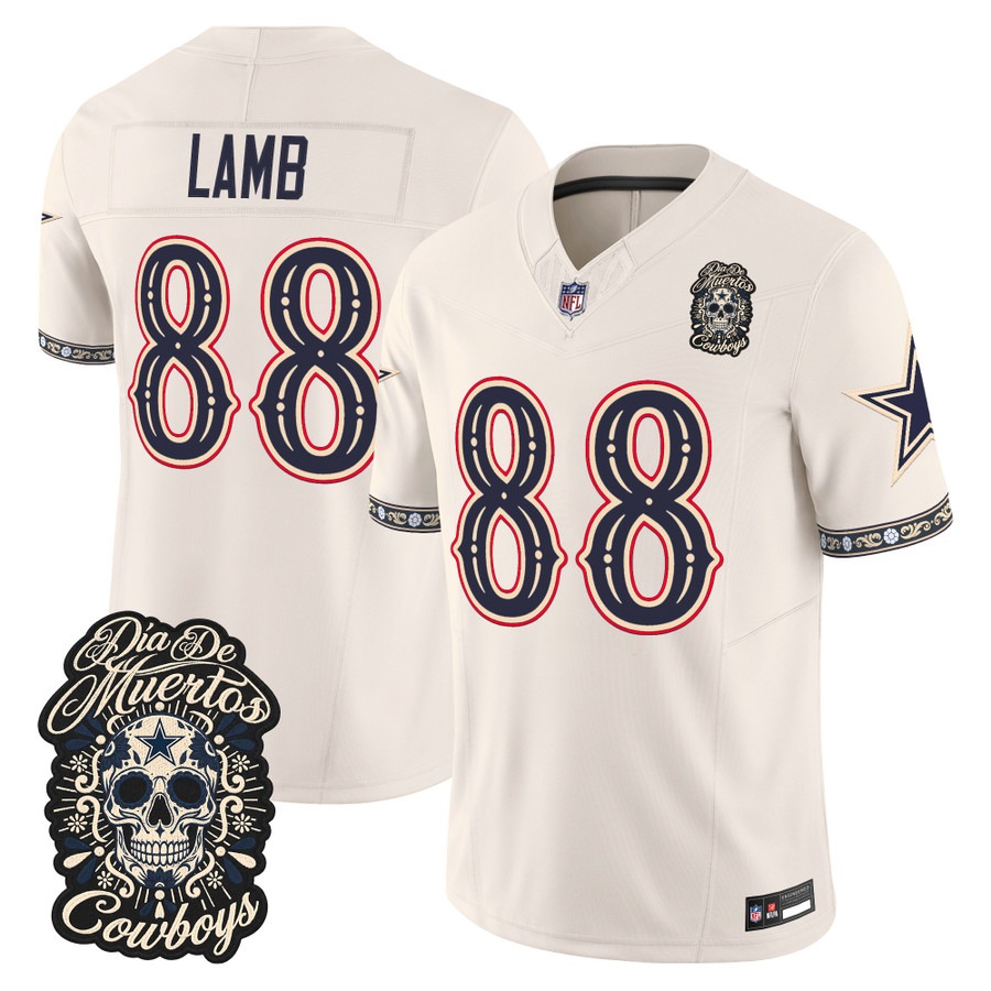 Men & Women & Youth Dallas Cowboys #88 CeeDee Lamb Bone Dia de los Muertos Vapor Limited Jersey - All Stitched