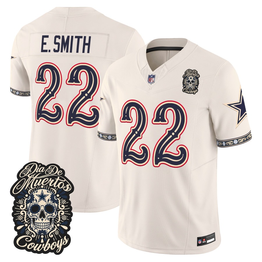 Men & Women & Youth Dallas Cowboys #22 Emmitt Smith Bone Dia de los Muertos Vapor Limited Jersey - All Stitched