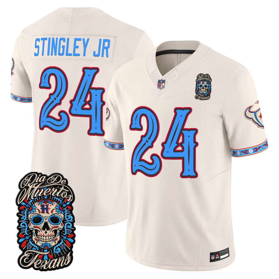 Men & Women & Youth Houston Texans #24 Derek Stingley Jr. Bone Dia de los Muertos Vapor Limited Jersey - All Stitched
