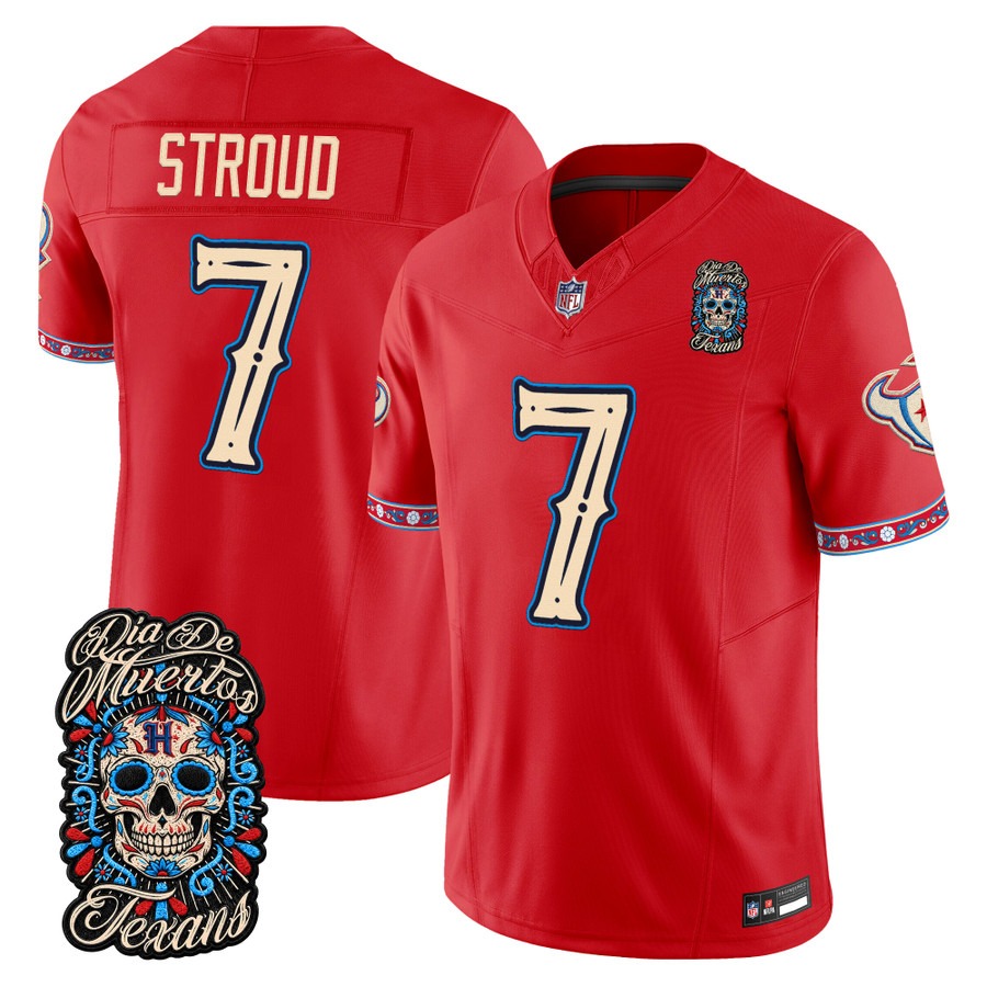 Men & Women & Youth Houston Texans #7 CJ Stroud Red Dia de los Muertos Vapor Limited Jersey - All Stitched