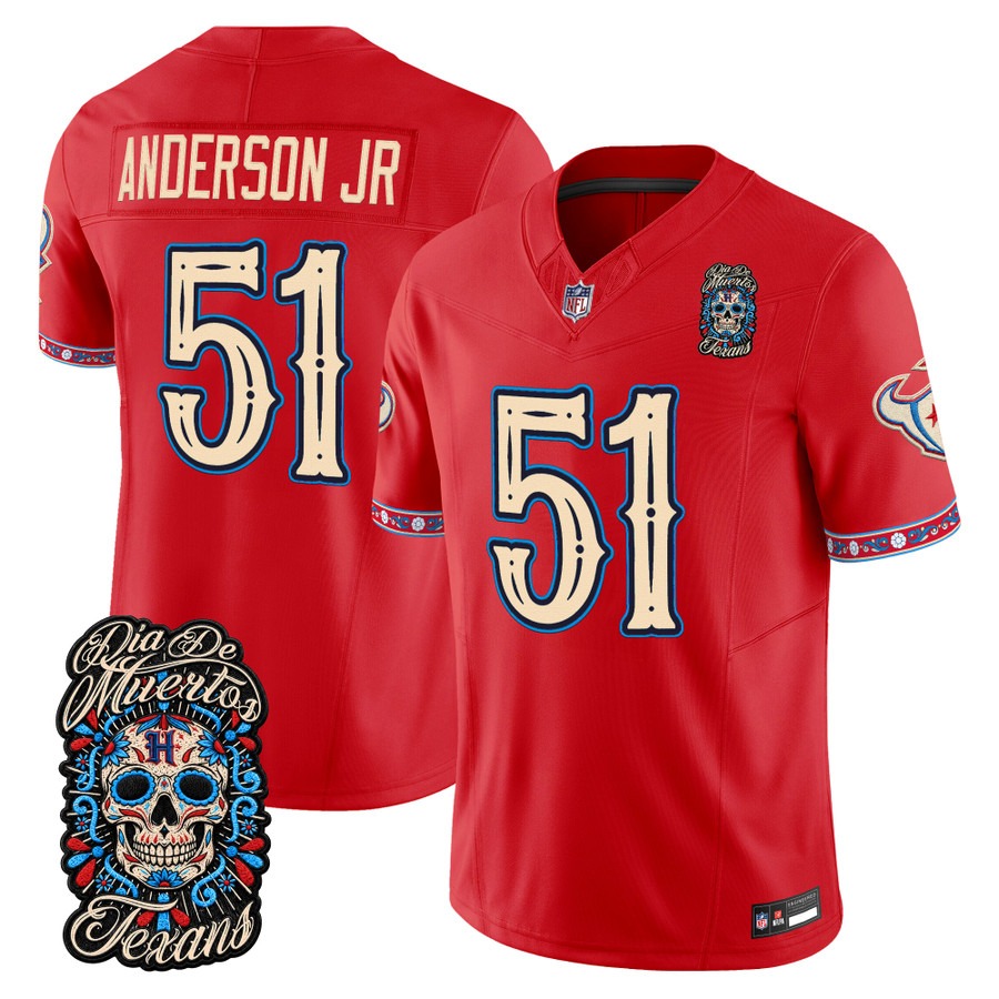 Men & Women & Youth Houston Texans #51 Will Anderson Jr. Red Dia de los Muertos Vapor Limited Jersey - All Stitched