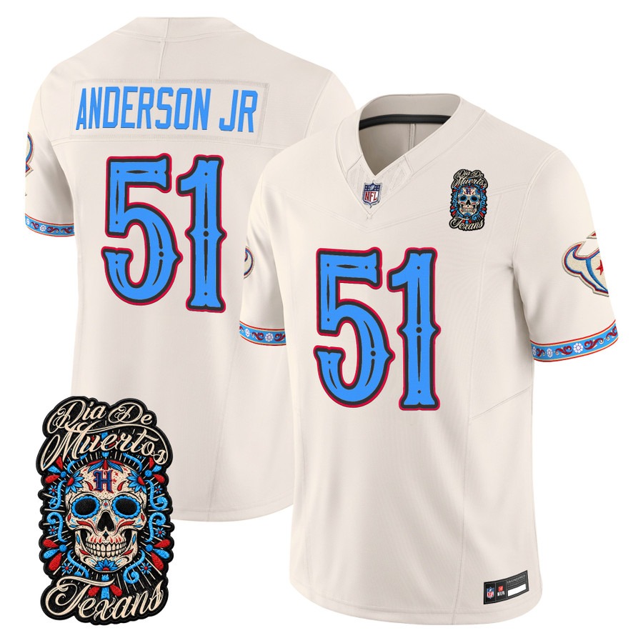 Men & Women & Youth Houston Texans #51 Will Anderson Jr. Bone Dia de los Muertos Vapor Limited Jersey - All Stitched