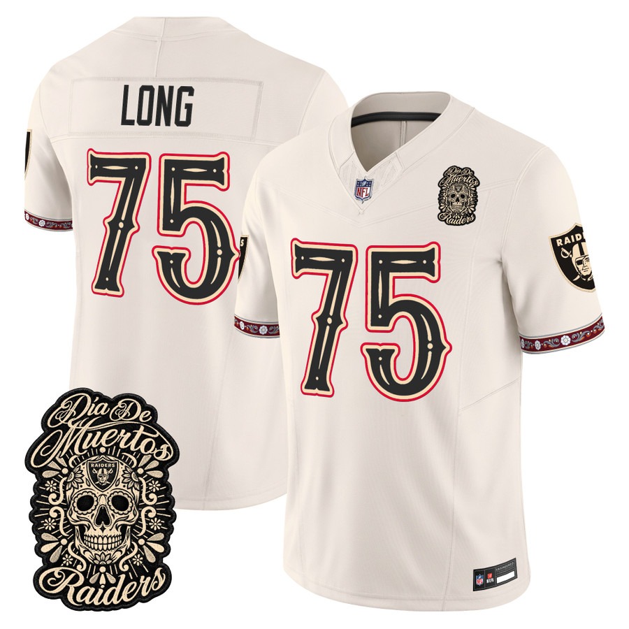 Men & Women & Youth Las Vegas Raiders #75 Howie Long Bone Dia de los Muertos Vapor Limited Jersey - All Stitched