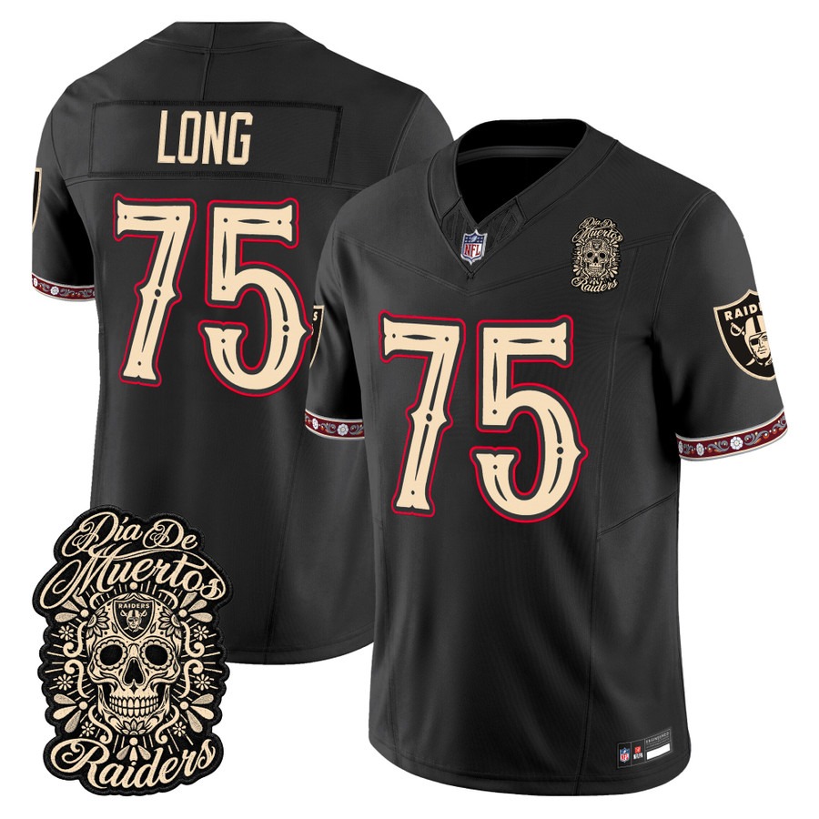 Men & Women & Youth Las Vegas Raiders #75 Howie Long Black Dia de los Muertos Vapor Limited Jersey - All Stitched