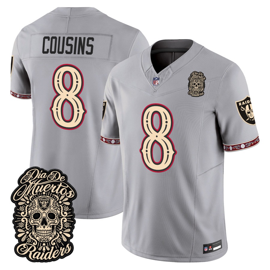 Men & Women & Youth Las Vegas Raiders #8 Kirk Cousins Grey Dia de los Muertos Vapor Limited Jersey - All Stitched