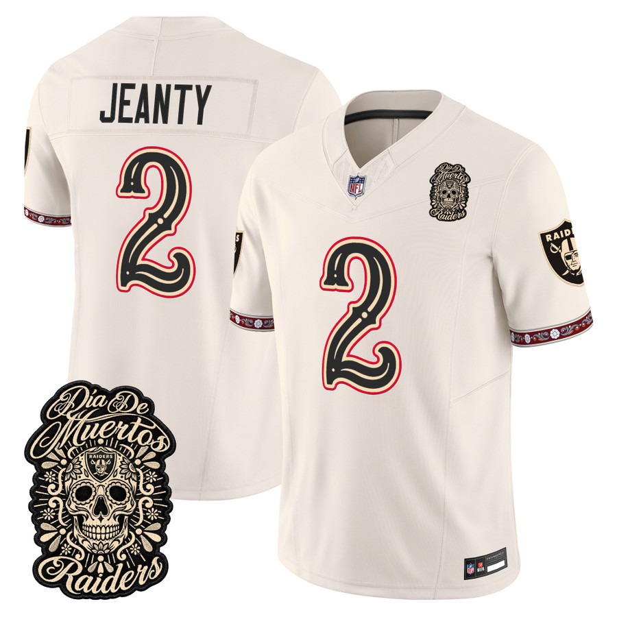 Men & Women & Youth Las Vegas Raiders #2 Ashton Jeanty Bone Dia de los Muertos Vapor Limited Jersey - All Stitched