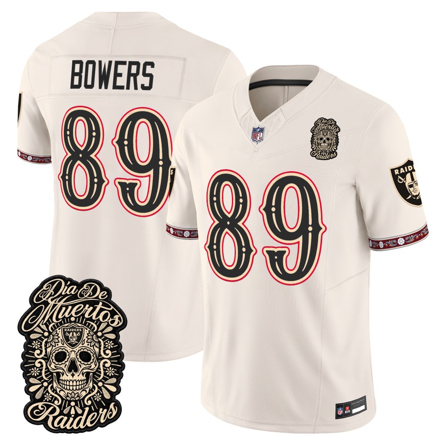 Men & Women & Youth Las Vegas Raiders #89 Brock Bowers Bone Dia de los Muertos Vapor Limited Jersey - All Stitched