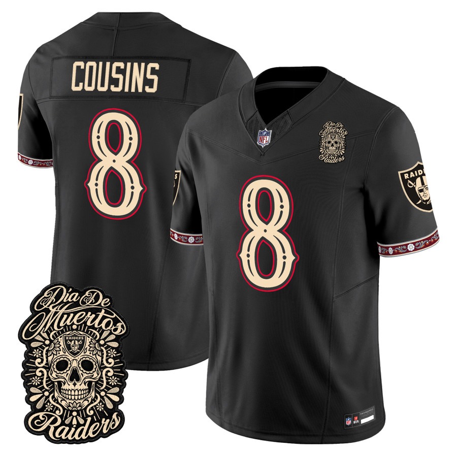 Men & Women & Youth Las Vegas Raiders #8 Kirk Cousins Black Dia de los Muertos Vapor Limited Jersey - All Stitched