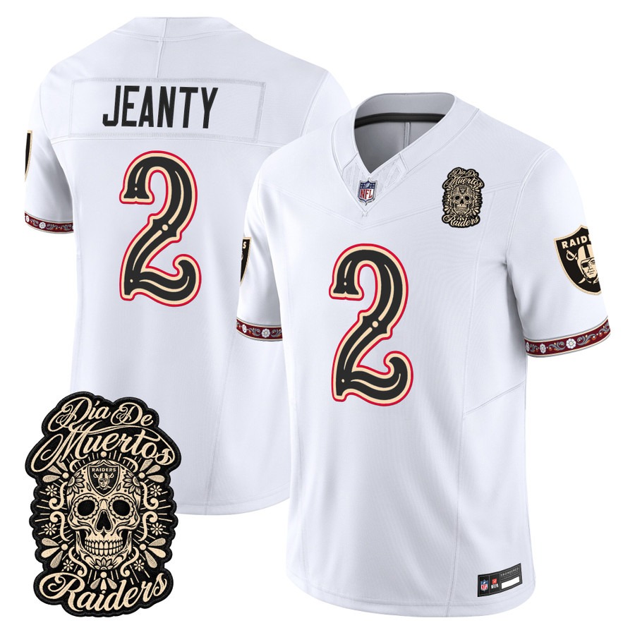 Men & Women & Youth Las Vegas Raiders #2 Ashton Jeanty White Dia de los Muertos Vapor Limited Jersey - All Stitched