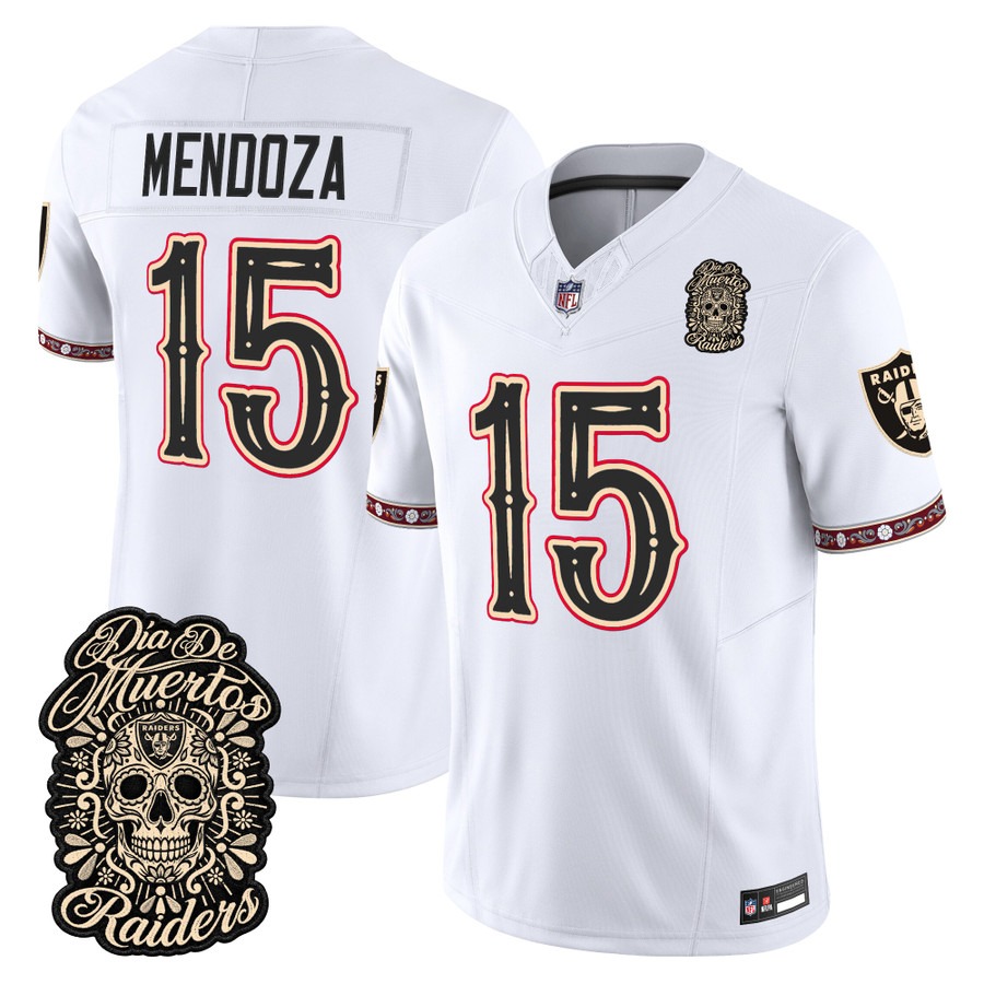Men & Women & Youth Las Vegas Raiders #15 Fernando Mendoza White Dia de los Muertos Vapor Limited Jersey - All Stitched