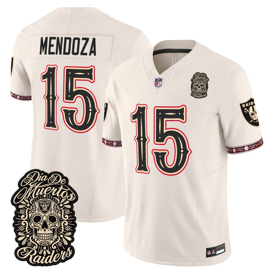 Men & Women & Youth Las Vegas Raiders #15 Fernando Mendoza Bone Dia de los Muertos Vapor Limited Jersey - All Stitched