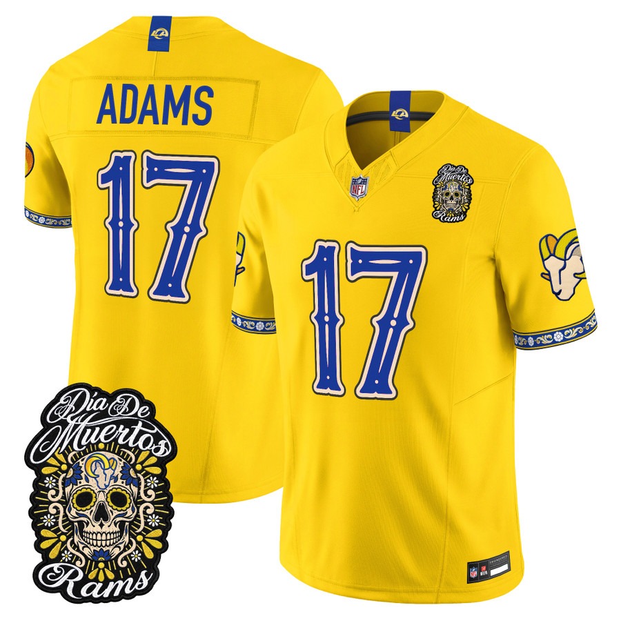 Men & Women & Youth Los Angeles Rams #17 Davante Adams Gold Dia de los Muertos Vapor Limited Jersey - All Stitched