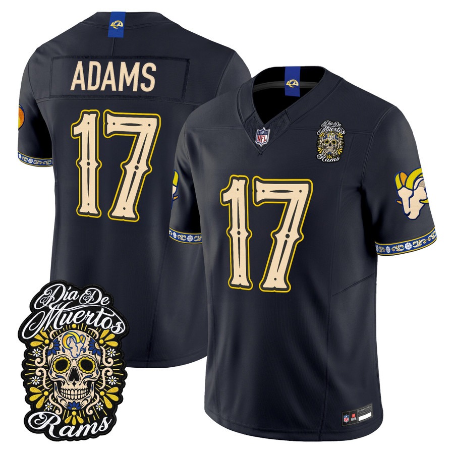 Men & Women & Youth Los Angeles Rams #17 Davante Adams Dark Blue Dia de los Muertos Vapor Limited Jersey - All Stitched
