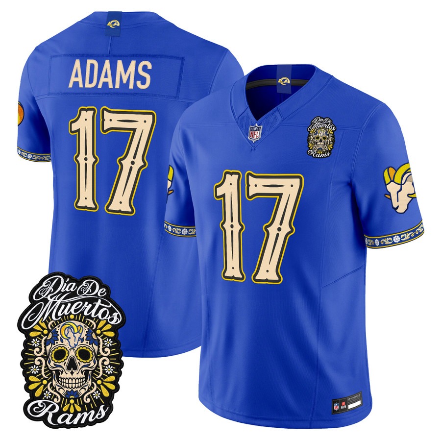 Men & Women & Youth Los Angeles Rams #17 Davante Adams Royal Dia de los Muertos Vapor Limited Jersey - All Stitched