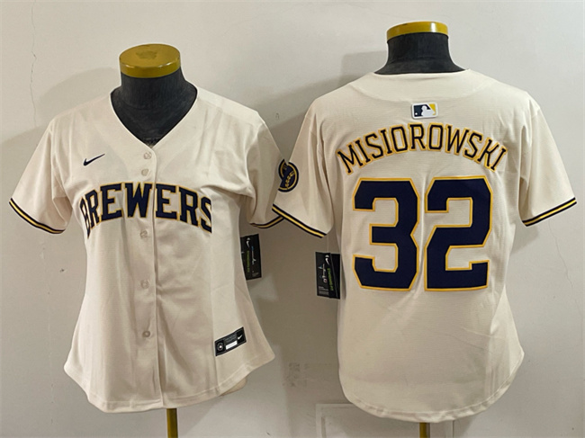 Women's Milwaukee Brewers #32 Jacob Misiorowski Cream Limited Stitched Jersey(Run Small)