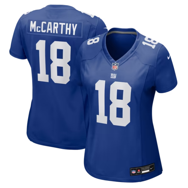 Women's New York Giants #18 J.J. McCarthy Blue 2026 Vapor Untouchable Limited Stitched Jersey