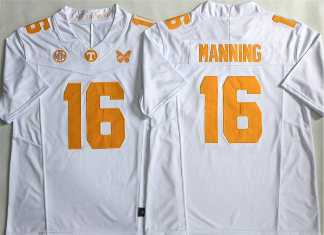 Men's Tennessee Volunteers #16 Peyton Manning White F.U.S.E. Stitched Jersey