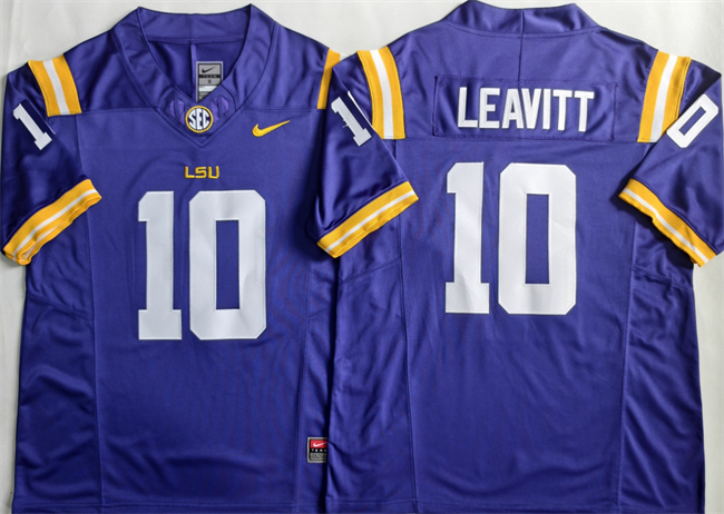 Men's LSU Tigers #10 Sam Leavitt Purple 2026 F.U.S.E. Stitched Jersey