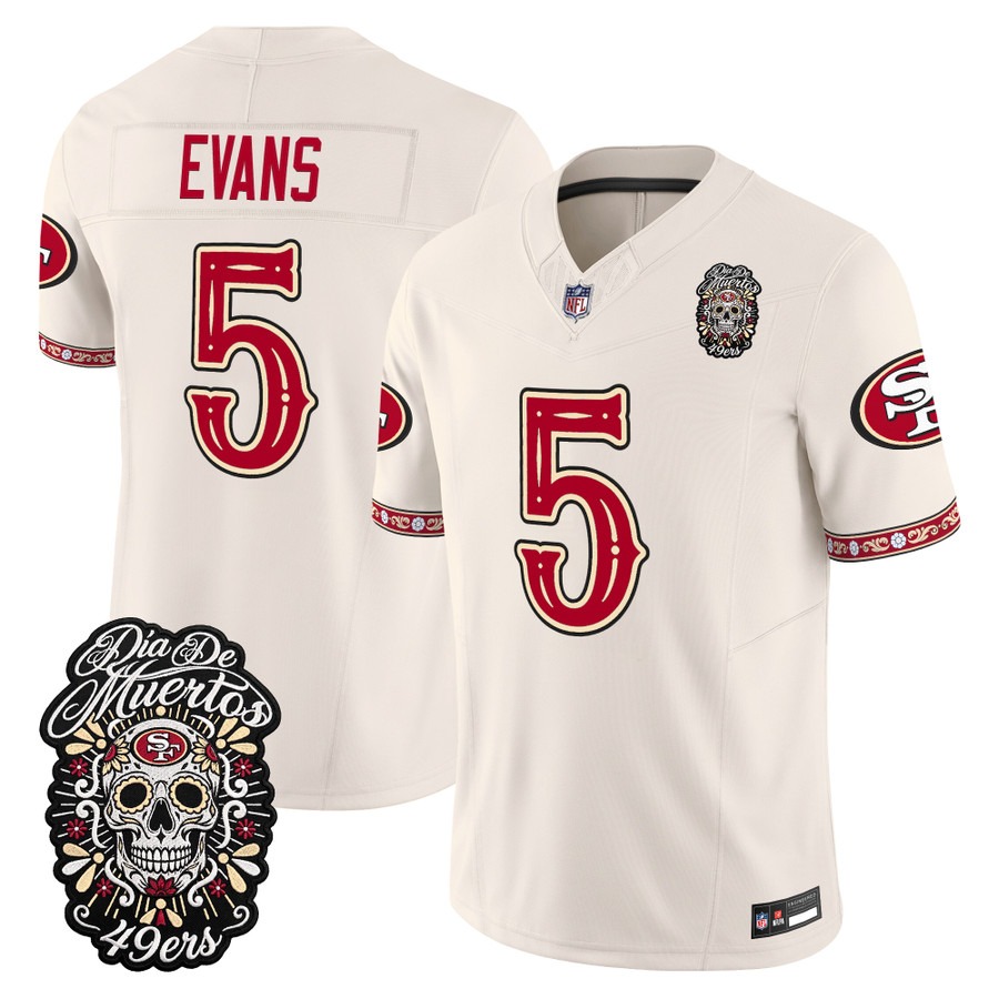Men & Women & Youth San Francisco 49ers #5 Mike Evans Bone Dia de los Muertos Vapor Limited Jersey - All Stitched