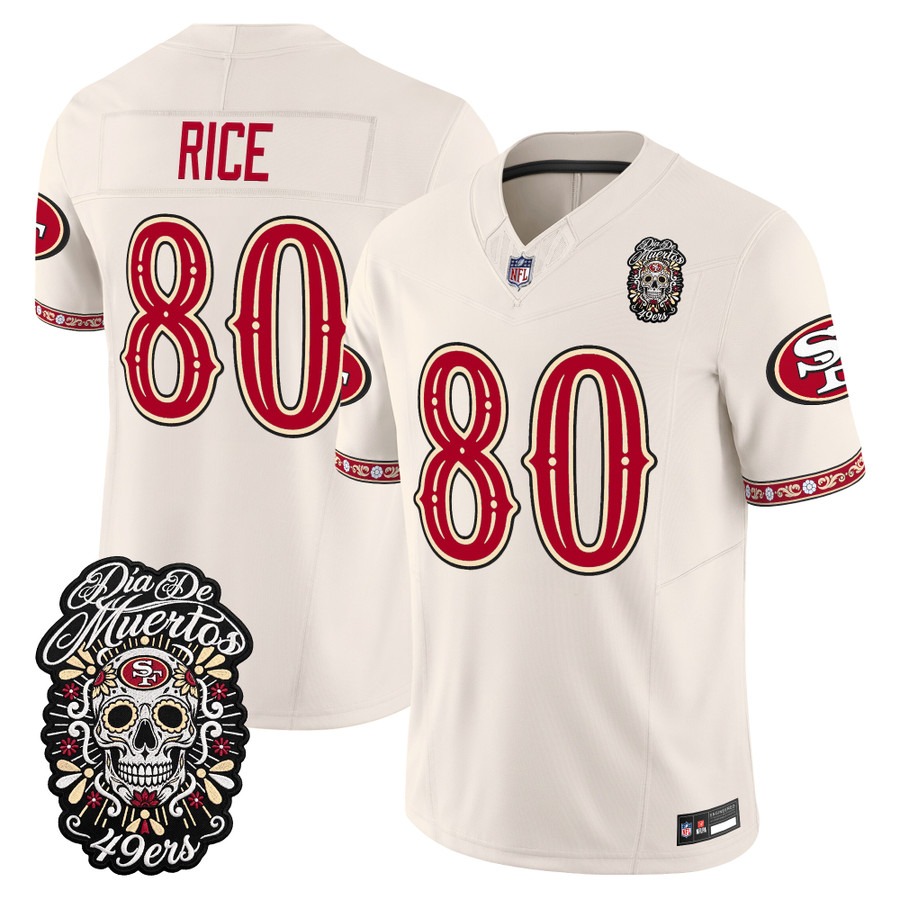 Men & Women & Youth San Francisco 49ers #80 Jerry Rice Bone Dia de los Muertos Vapor Limited Jersey - All Stitched