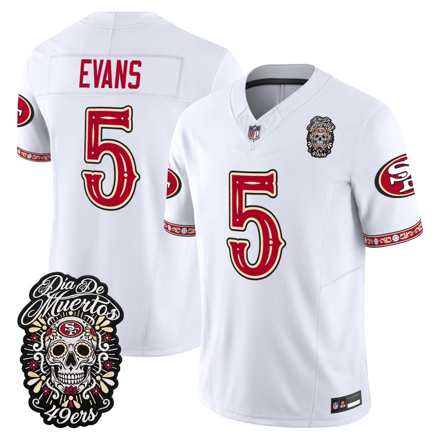 Men & Women & Youth San Francisco 49ers #5 Mike Evans White Dia de los Muertos Vapor Limited Jersey - All Stitched