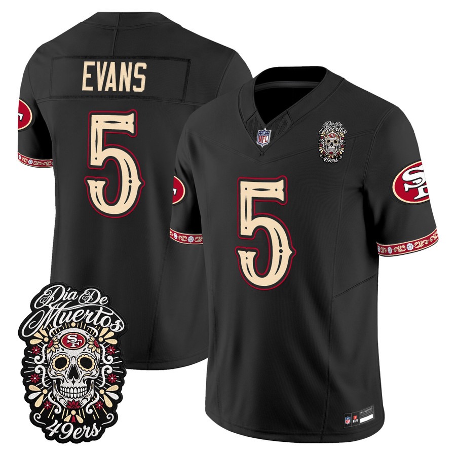 Men & Women & Youth San Francisco 49ers #5 Mike Evans Black Dia de los Muertos Vapor Limited Jersey - All Stitched