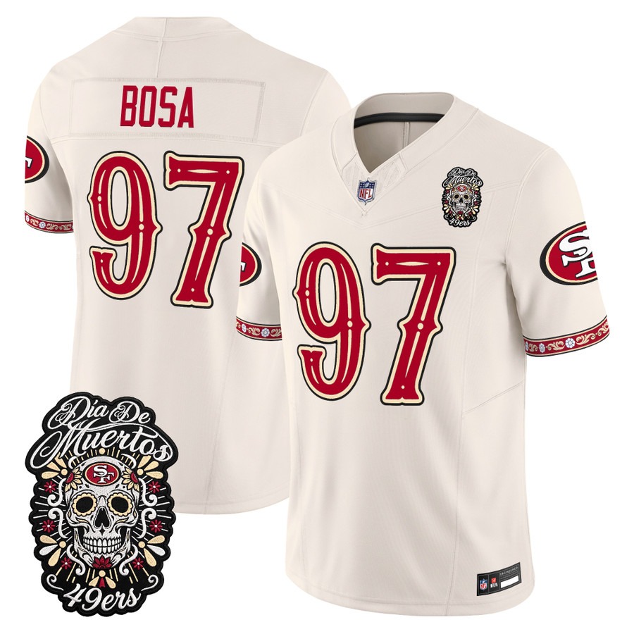 Men & Women & Youth San Francisco 49ers #97 Nick Bosa Bone Dia de los Muertos Vapor Limited Jersey - All Stitched