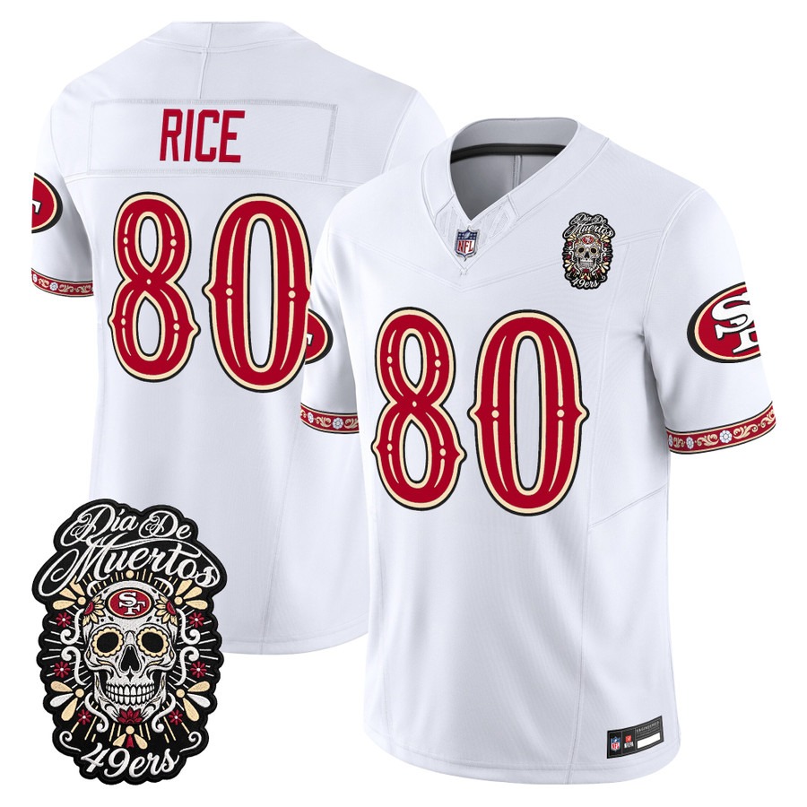 Men & Women & Youth San Francisco 49ers #80 Jerry Rice White Dia de los Muertos Vapor Limited Jersey - All Stitched