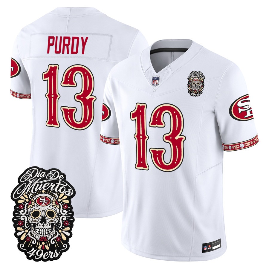 Men & Women & Youth San Francisco 49ers #13 Brock Purdy White Dia de los Muertos Vapor Limited Jersey - All Stitched