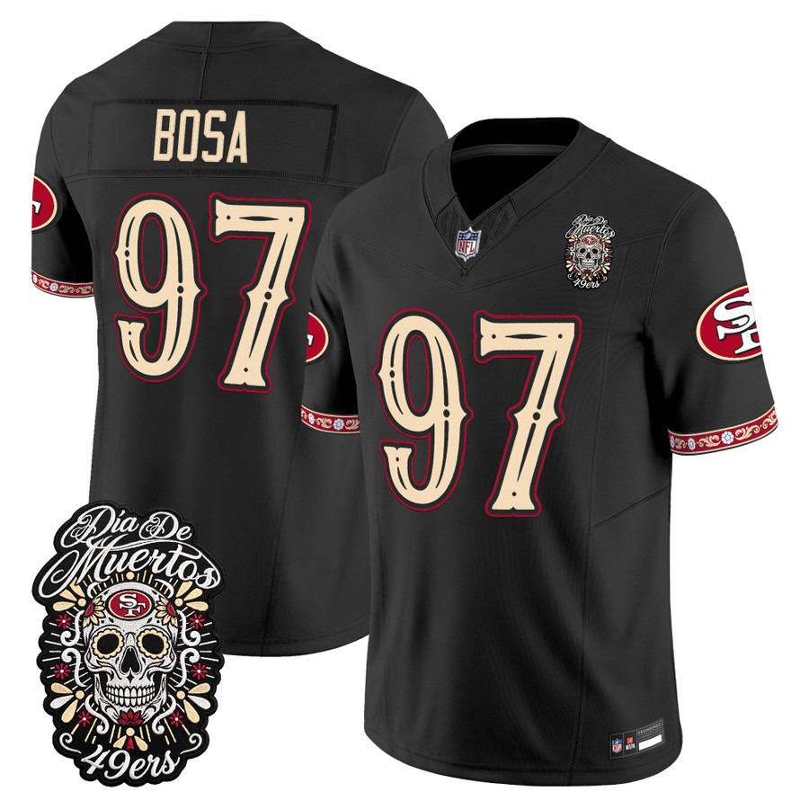 Men & Women & Youth San Francisco 49ers #97 Nick Bosa Black Dia de los Muertos Vapor Limited Jersey - All Stitched