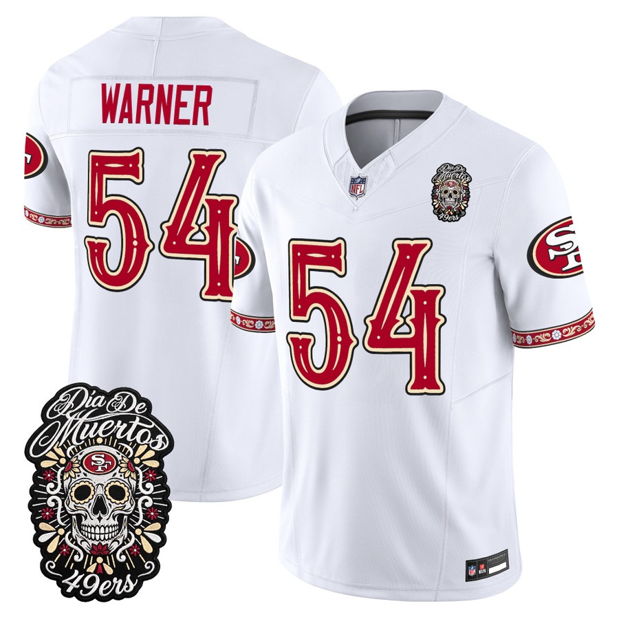 Men & Women & Youth San Francisco 49ers #54 Fred Warner White Dia de los Muertos Vapor Limited Jersey - All Stitched