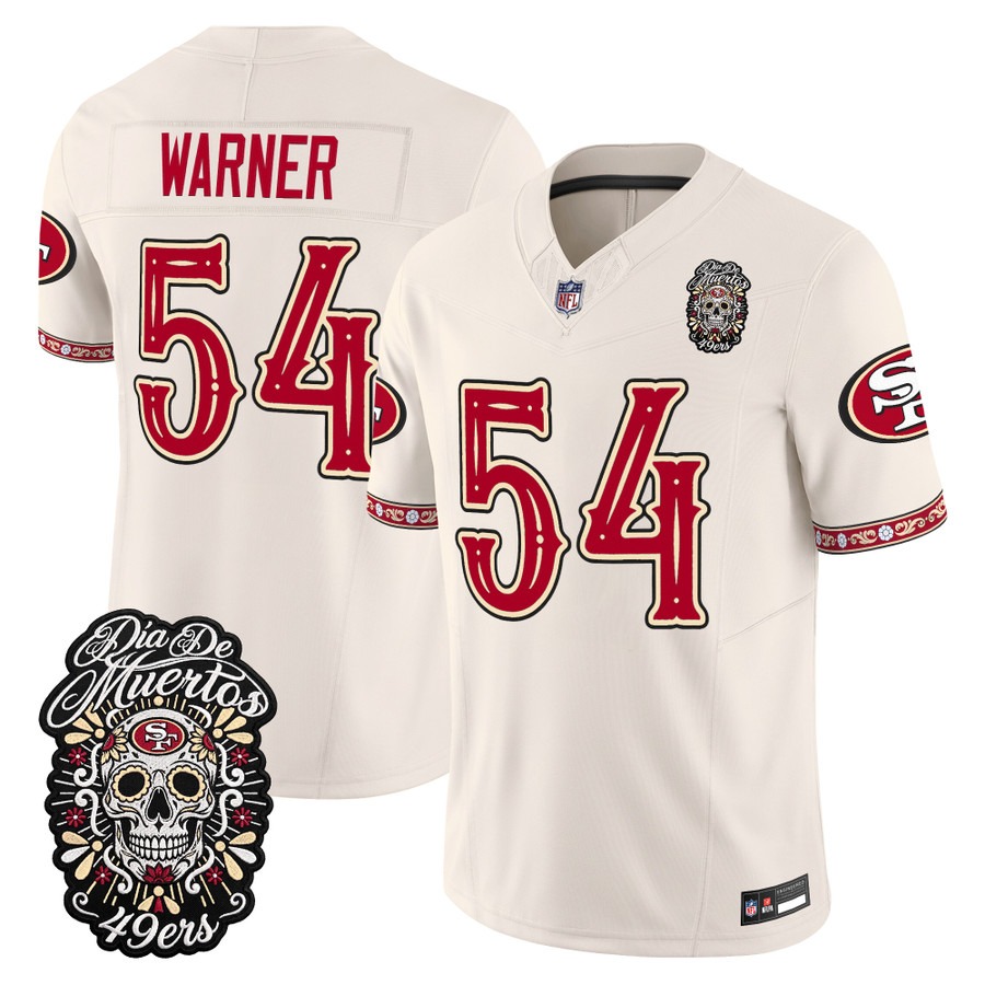 Men & Women & Youth San Francisco 49ers #54 Fred Warner Bone Dia de los Muertos Vapor Limited Jersey - All Stitched