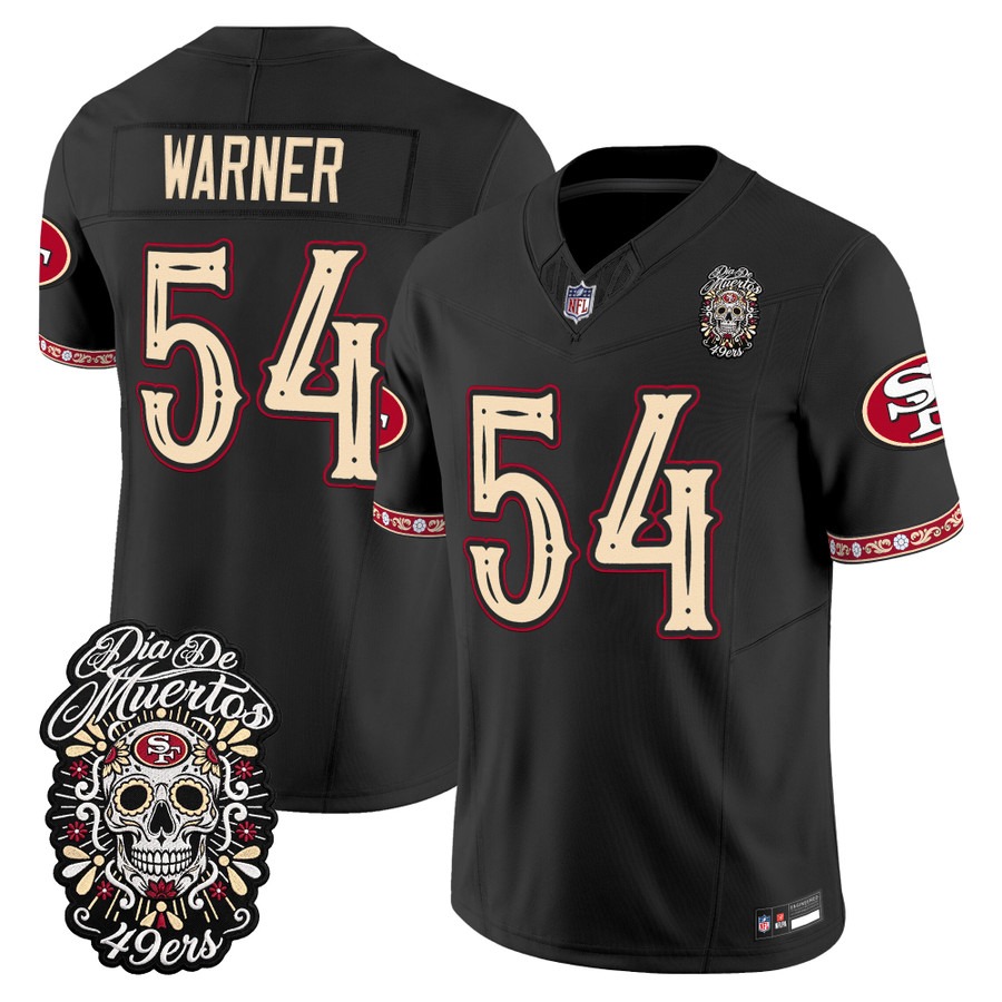 Men & Women & Youth San Francisco 49ers #54 Fred Warner Black Dia de los Muertos Vapor Limited Jersey - All Stitched