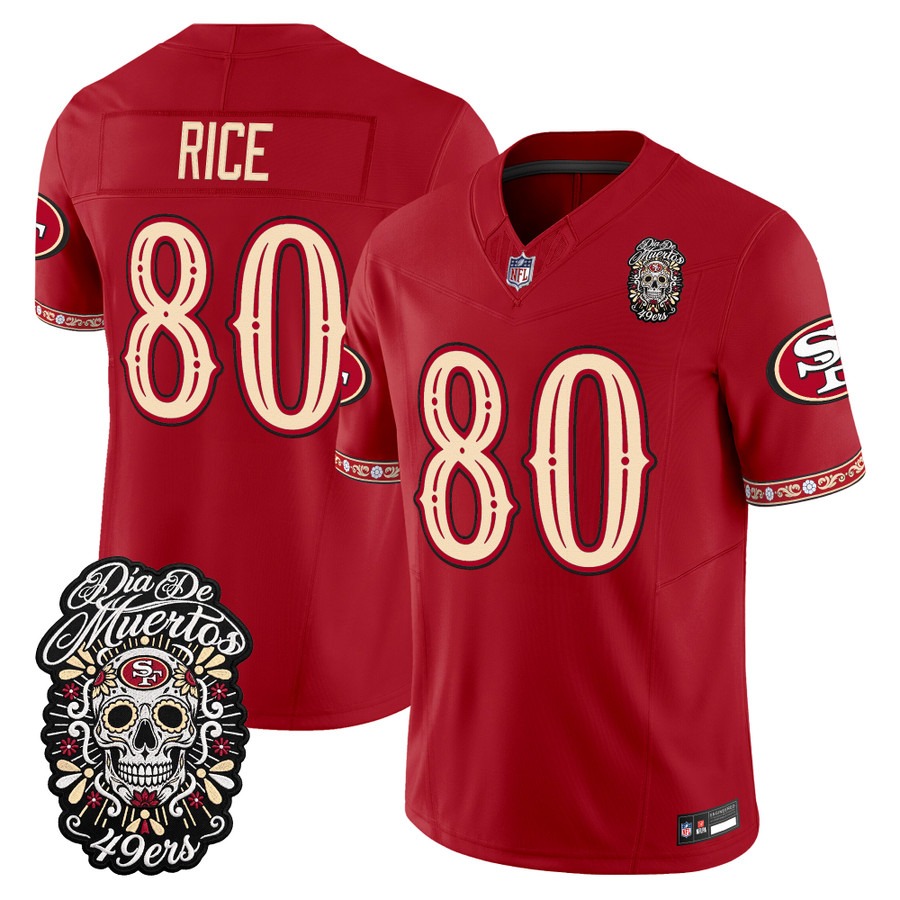 Men & Women & Youth San Francisco 49ers #80 Jerry Rice Scarlet Dia de los Muertos Vapor Limited Jersey - All Stitched