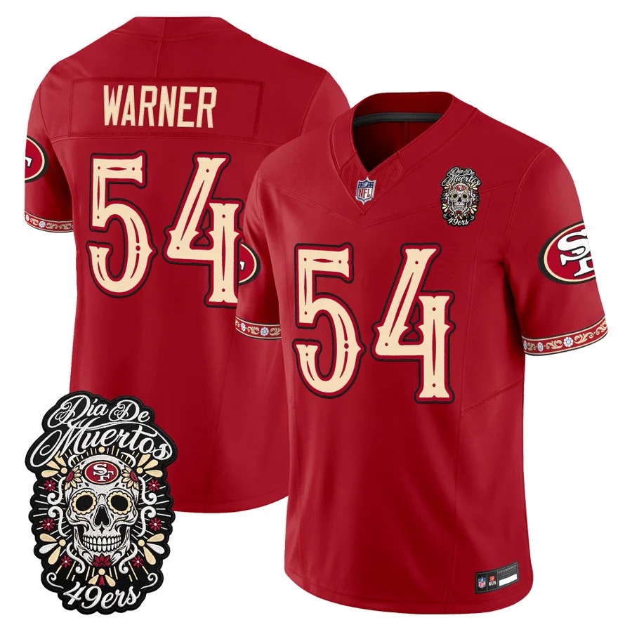 Men & Women & Youth San Francisco 49ers #54 Fred Warner Scarlet Dia de los Muertos Vapor Limited Jersey - All Stitched